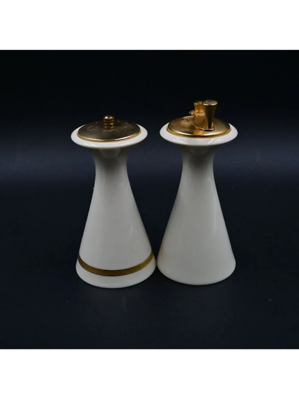 Lenox White Gold Rimmed Salt And Pepper Mill Grinder